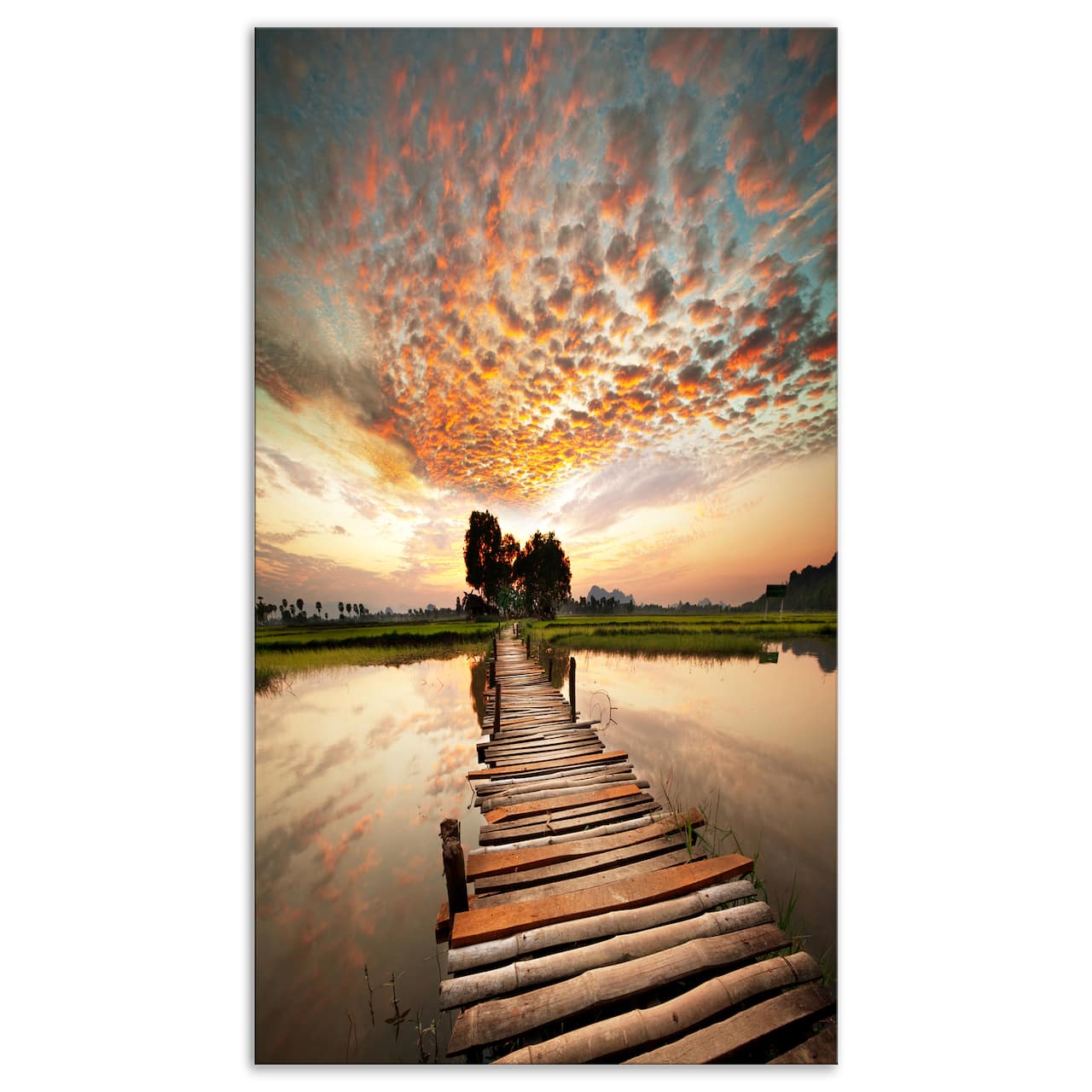 Designart - Makeshift Wooden Pier Over River - Sea Bridge Canvas Art Print
